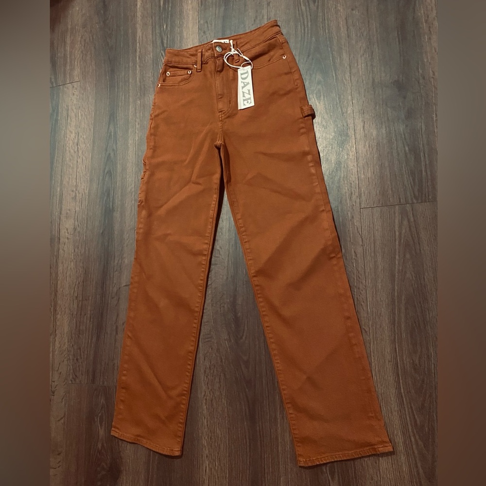 NWT Women’s Daze Caramel Sundaze Utility High Rise Straight Jeans 25 - Picture 2 of 12